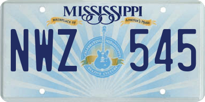 MS license plate NWZ545