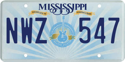 MS license plate NWZ547