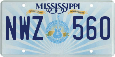 MS license plate NWZ560