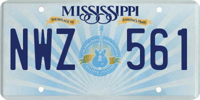 MS license plate NWZ561