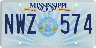 MS license plate NWZ574