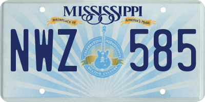 MS license plate NWZ585