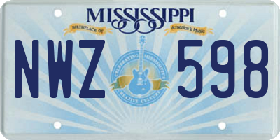 MS license plate NWZ598