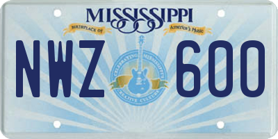 MS license plate NWZ600