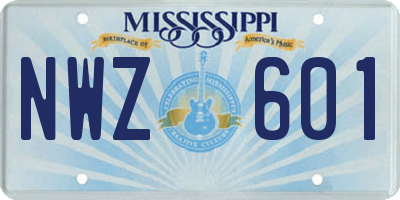 MS license plate NWZ601