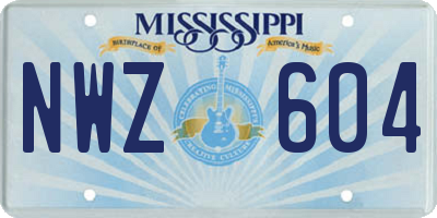 MS license plate NWZ604
