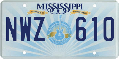 MS license plate NWZ610
