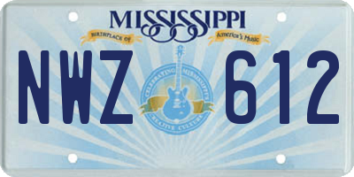 MS license plate NWZ612