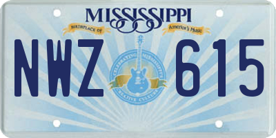 MS license plate NWZ615