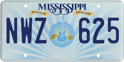 MS license plate NWZ625
