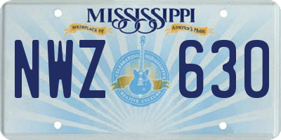 MS license plate NWZ630