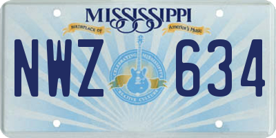 MS license plate NWZ634