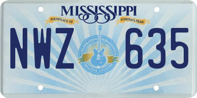 MS license plate NWZ635