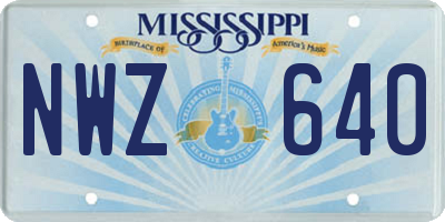 MS license plate NWZ640