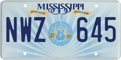 MS license plate NWZ645