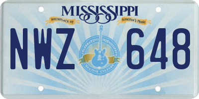 MS license plate NWZ648