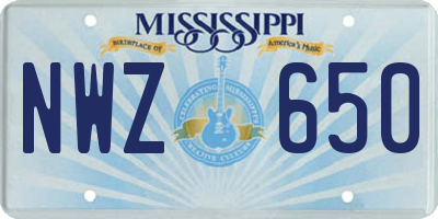 MS license plate NWZ650