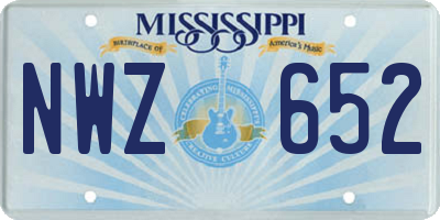 MS license plate NWZ652