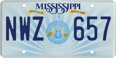 MS license plate NWZ657