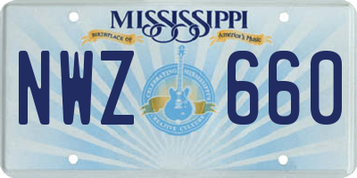 MS license plate NWZ660
