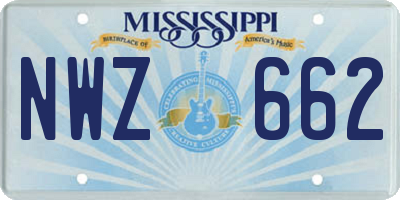 MS license plate NWZ662