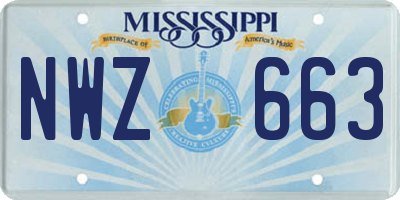 MS license plate NWZ663