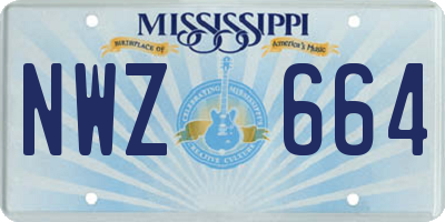 MS license plate NWZ664