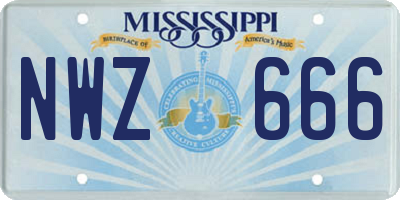 MS license plate NWZ666