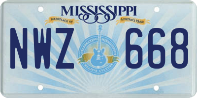 MS license plate NWZ668
