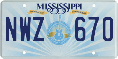 MS license plate NWZ670