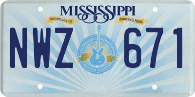 MS license plate NWZ671