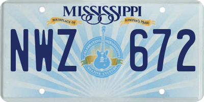 MS license plate NWZ672