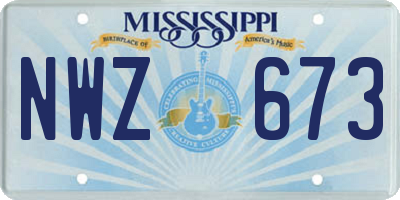 MS license plate NWZ673
