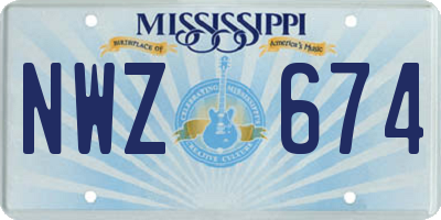 MS license plate NWZ674