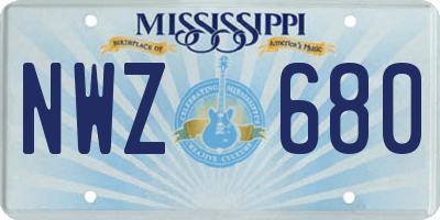 MS license plate NWZ680
