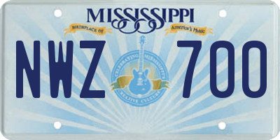MS license plate NWZ700