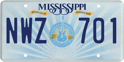 MS license plate NWZ701