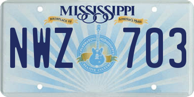 MS license plate NWZ703