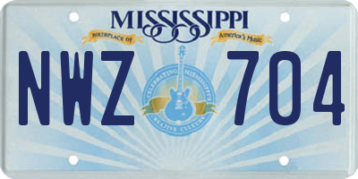 MS license plate NWZ704