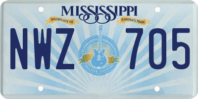 MS license plate NWZ705