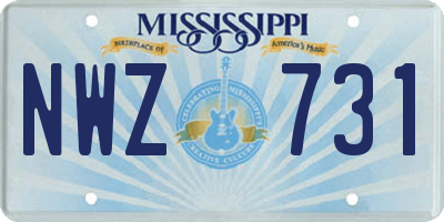 MS license plate NWZ731