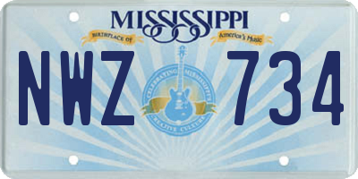 MS license plate NWZ734