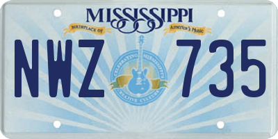 MS license plate NWZ735