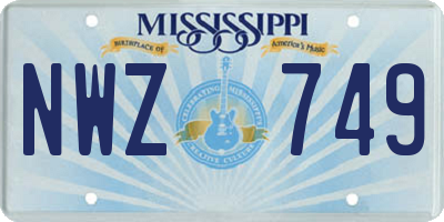 MS license plate NWZ749
