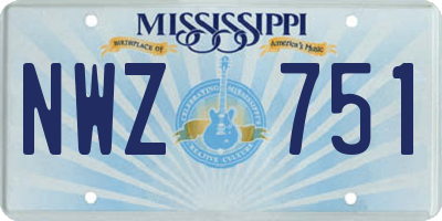 MS license plate NWZ751