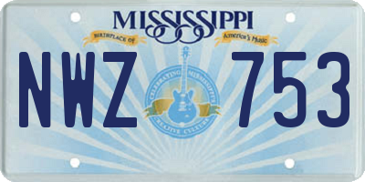 MS license plate NWZ753