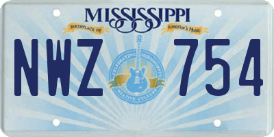 MS license plate NWZ754
