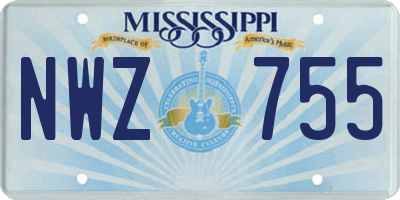 MS license plate NWZ755