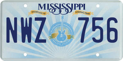 MS license plate NWZ756
