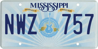 MS license plate NWZ757